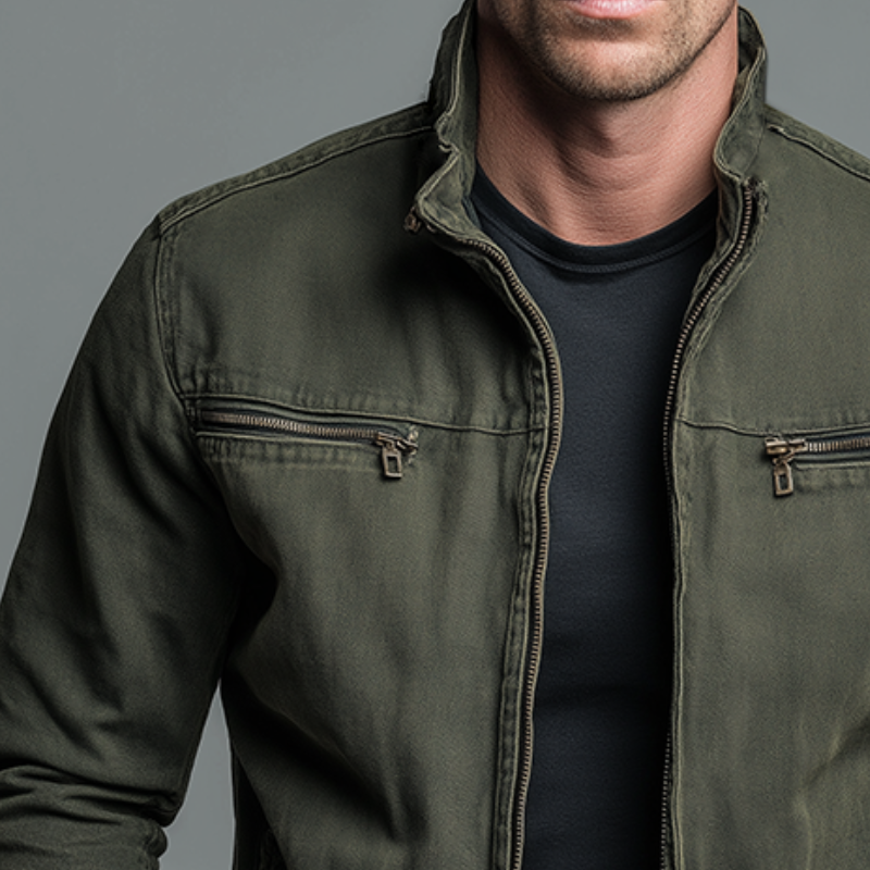 Emmett | Men's Cotton Military Jacket Stand Collar Multi Pocket