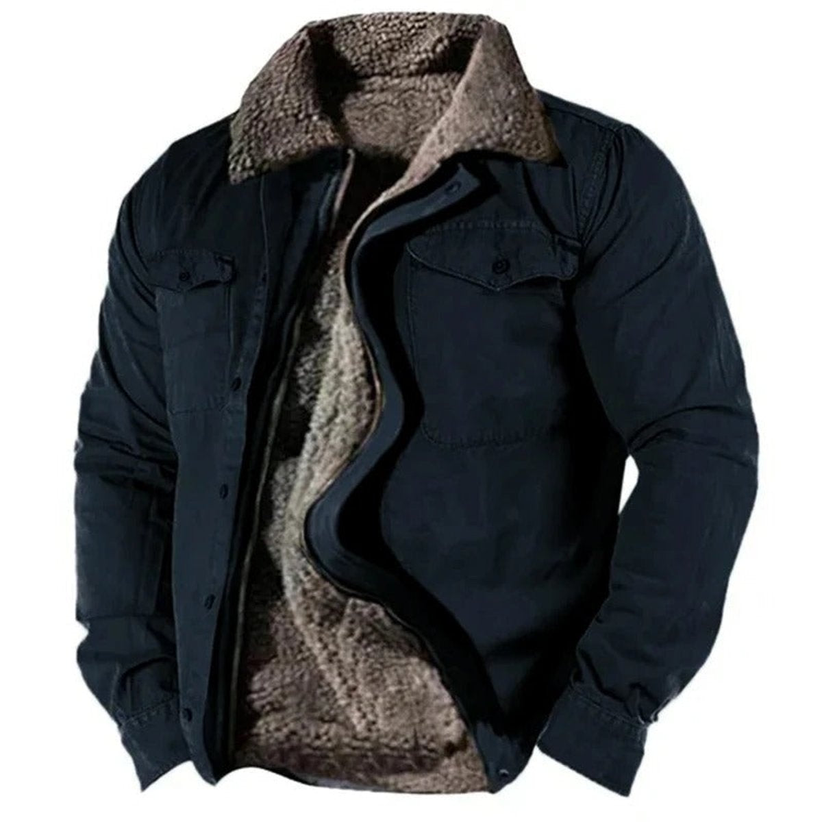 Philip | Men's Winter Sherpa Fleece Jacket Lapel Collar Pockets