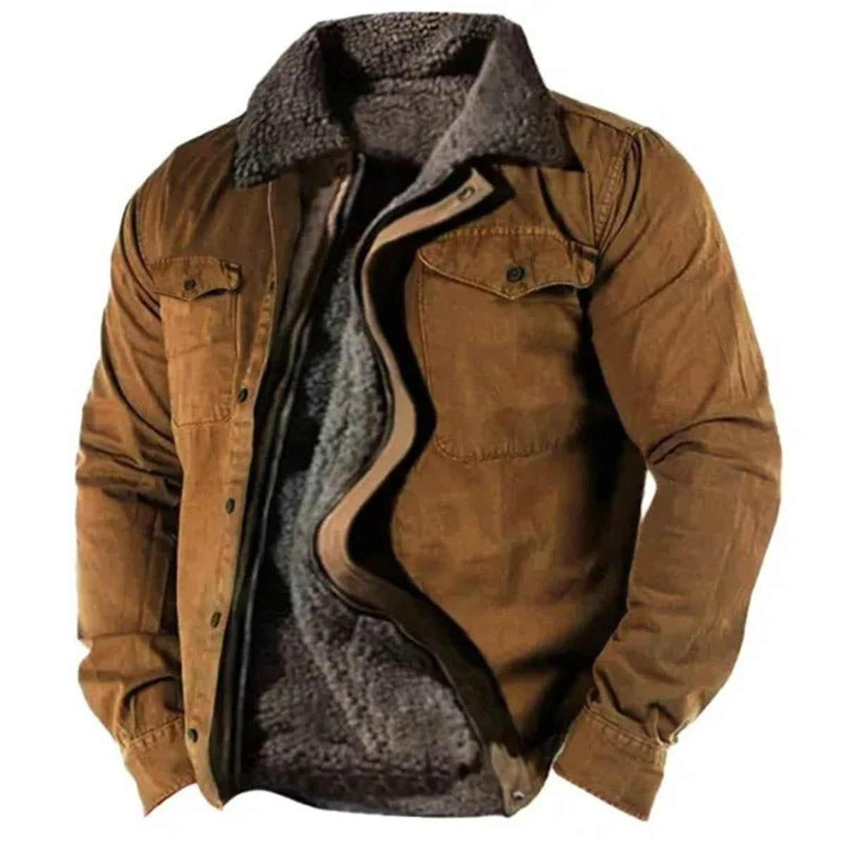 Philip | Men's Winter Sherpa Fleece Jacket Lapel Collar Pockets