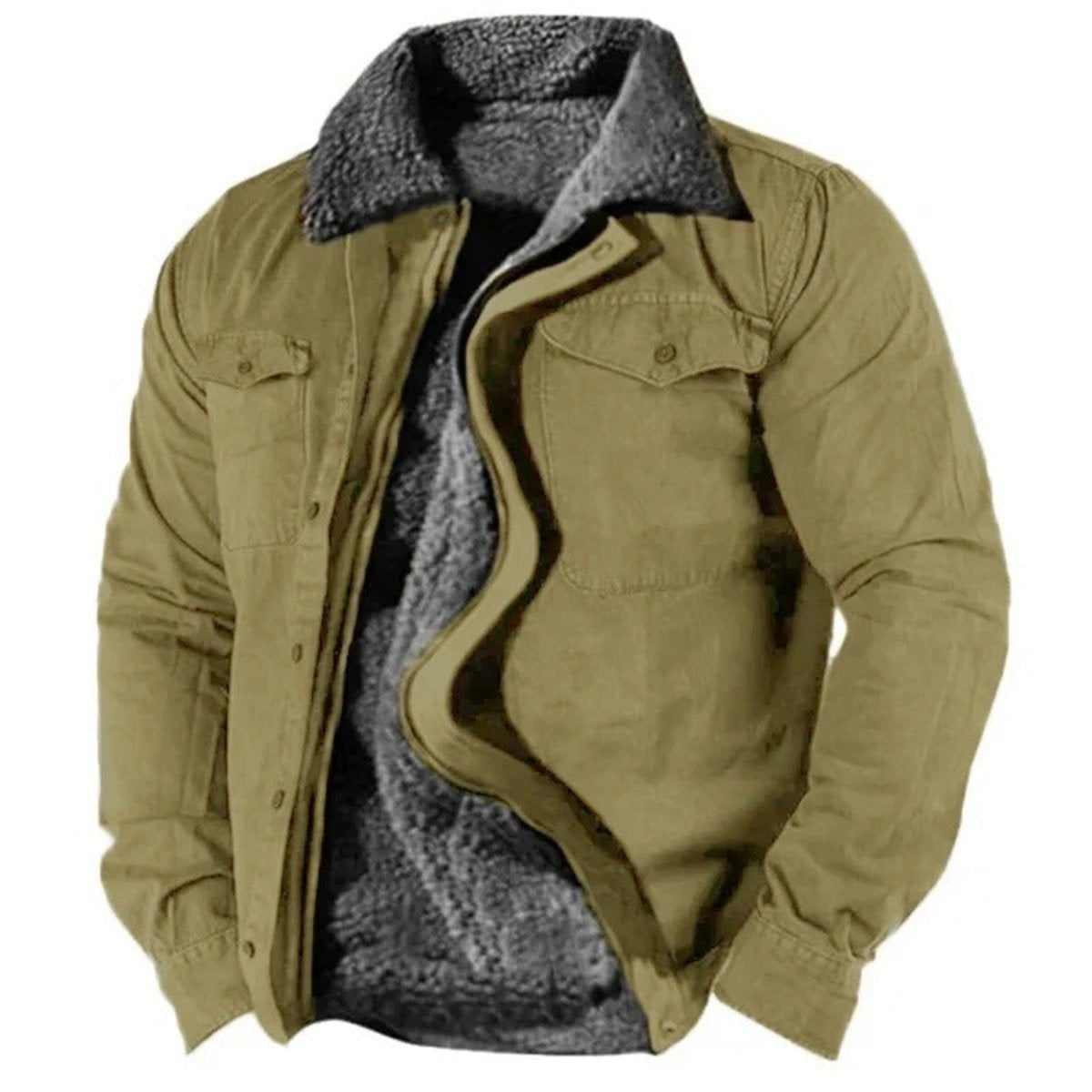 Philip | Men's Winter Sherpa Fleece Jacket Lapel Collar Pockets
