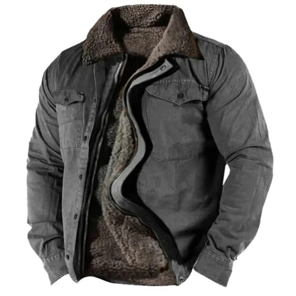 Philip | Men's Winter Sherpa Fleece Jacket Lapel Collar Pockets