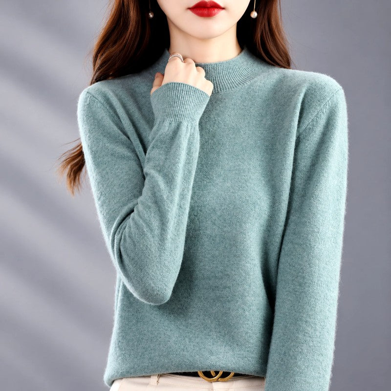 Ivette - Women's Mock Neck Long Sleeve Knit Sweater
