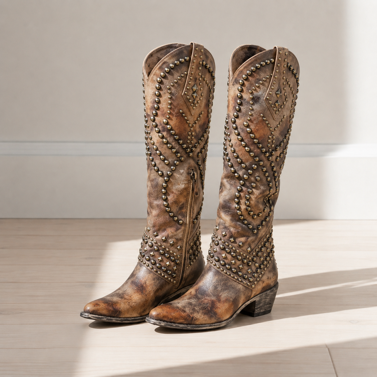 Jane - Women's Studded Knee-High Western Boots
