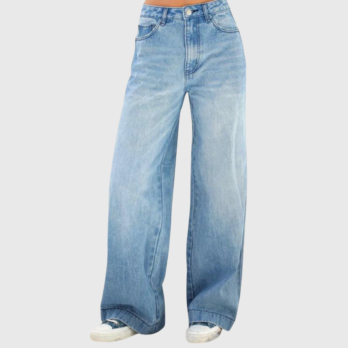 Women’s High-Waisted Wide-Leg Jeans – Relaxed Light-Wash Full-Length Denim for Casual Weekend Travel Streetwear and Everyday Modern Styling
