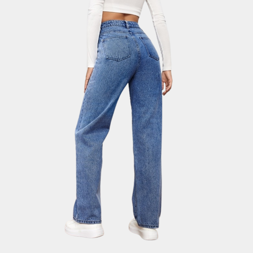 Women’s High-Waisted Straight-Leg Jeans – Full-Length Classic Denim for Casual Workwear Weekend Travel and Everyday Transitional Styling