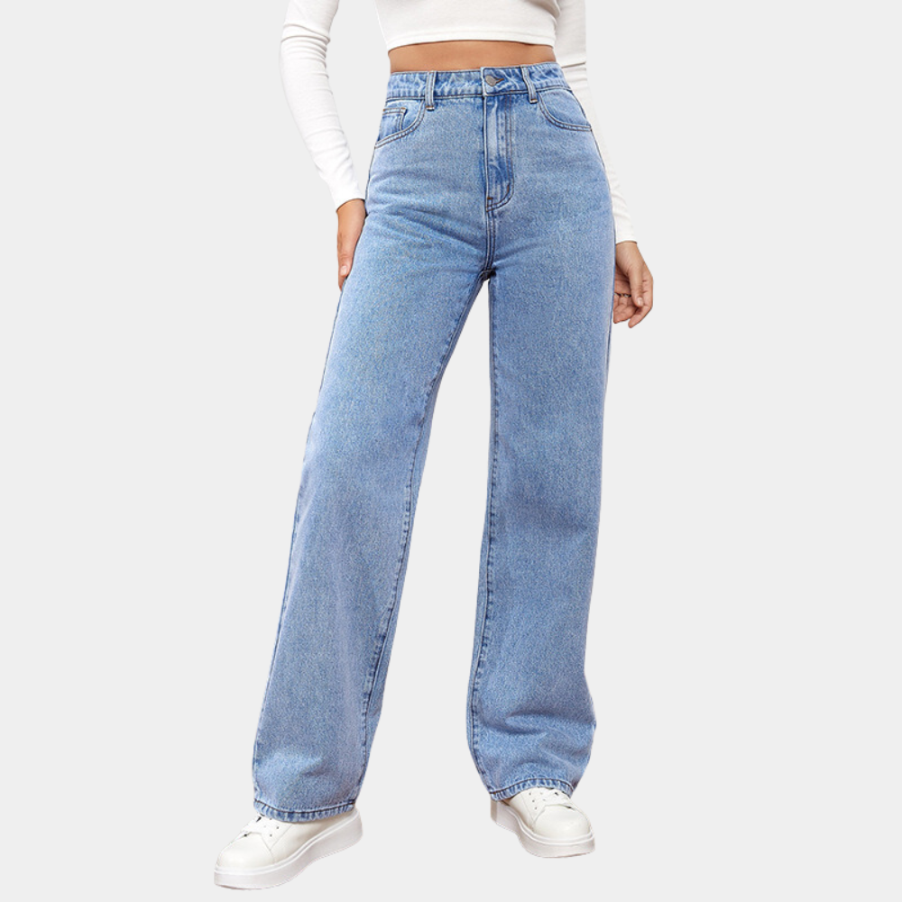 Women’s High-Waisted Straight-Leg Jeans – Full-Length Classic Denim for Casual Workwear Weekend Travel and Everyday Transitional Styling