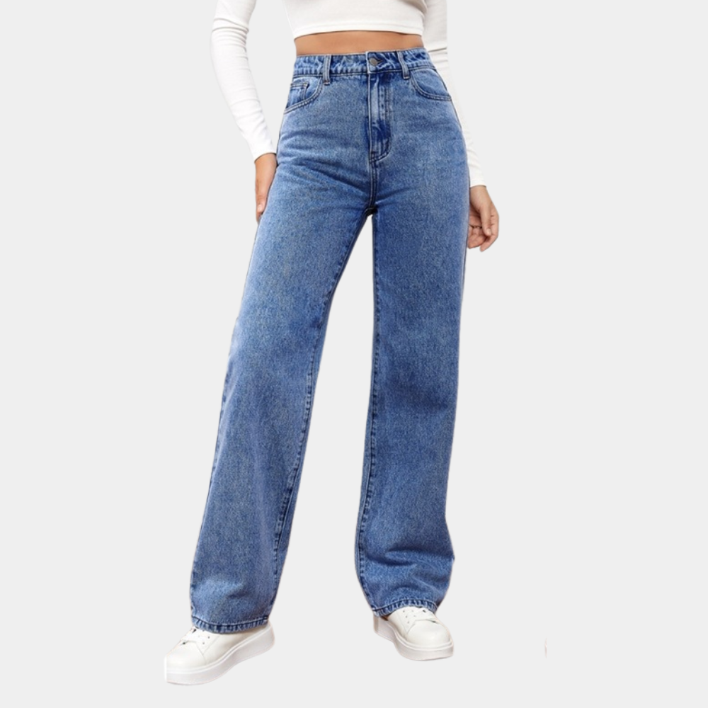 Women’s High-Waisted Straight-Leg Jeans – Full-Length Classic Denim for Casual Workwear Weekend Travel and Everyday Transitional Styling