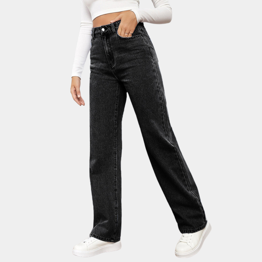 Women’s High-Waisted Straight-Leg Jeans – Full-Length Classic Denim for Casual Workwear Weekend Travel and Everyday Transitional Styling