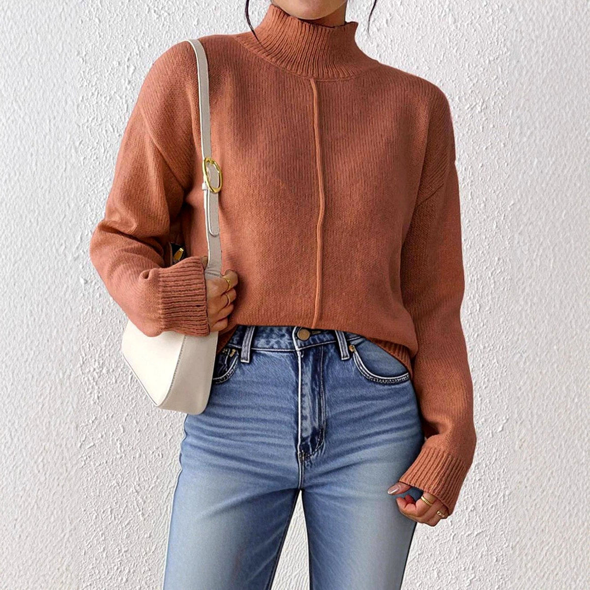 Jennifer - Women's Ribbed Turtleneck Knit Sweater