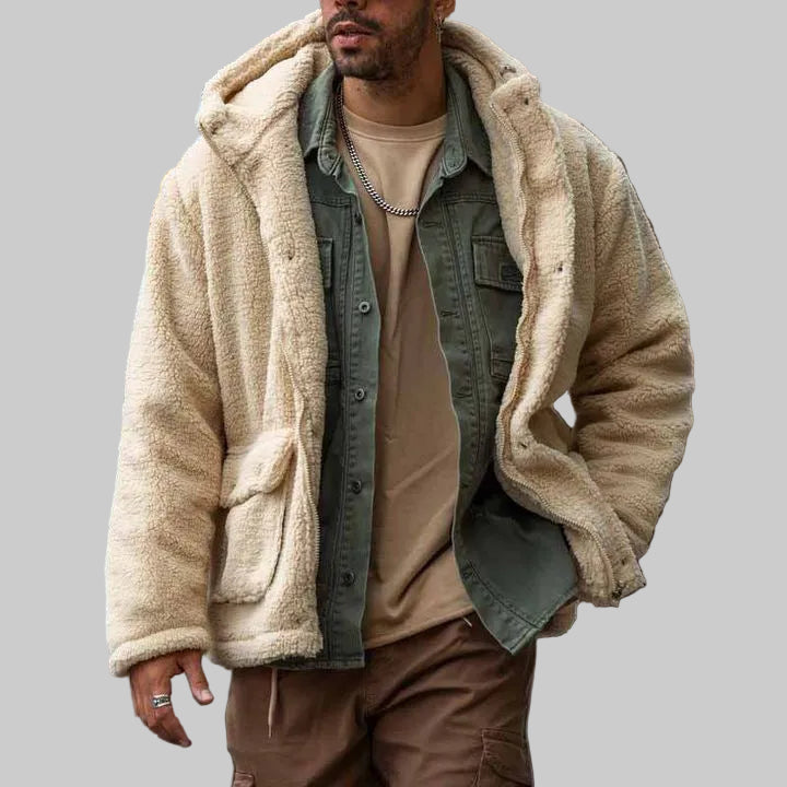 Jeremy - Men's Sherpa Hooded Front Pocket Jacket