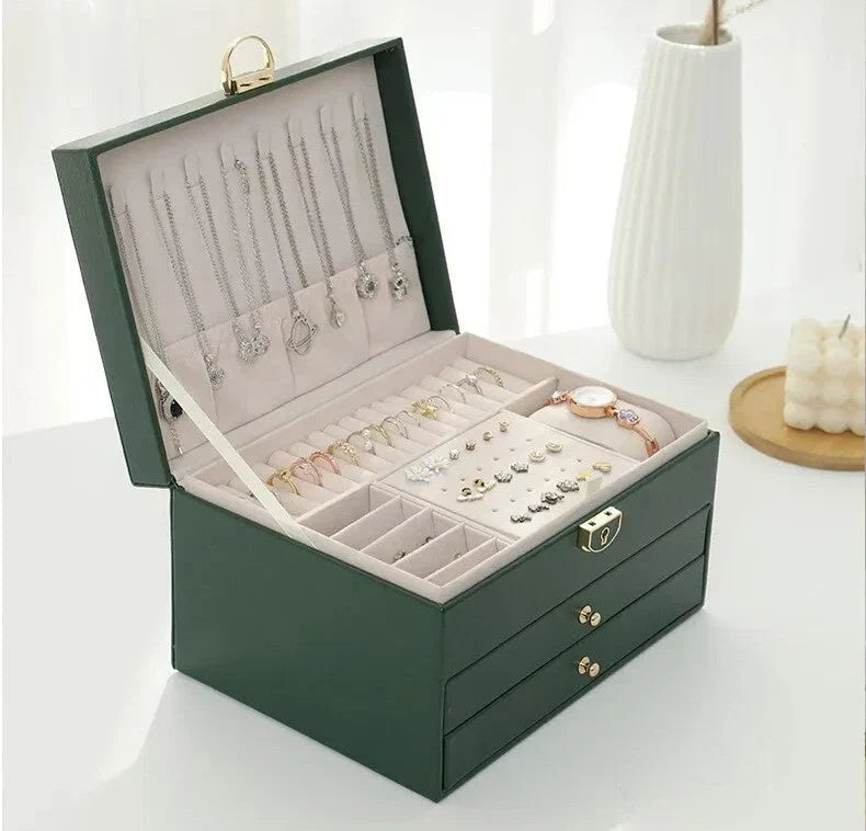 Jewellery Box | Multilayer Leather & Soft-Lined | 3 Levels