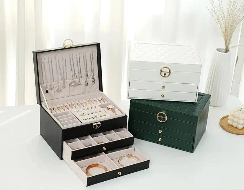 Jewellery Box | Multilayer Leather & Soft-Lined | 3 Levels