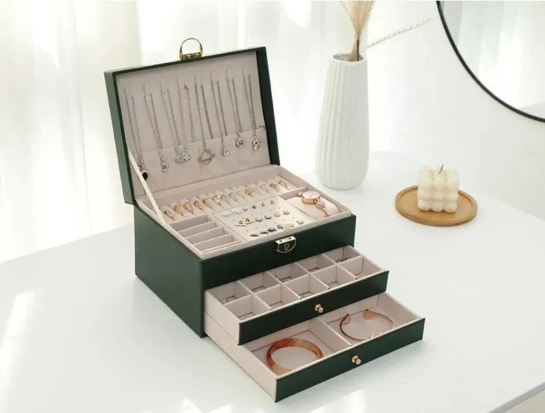 Jewellery Box | Multilayer Leather & Soft-Lined | 3 Levels