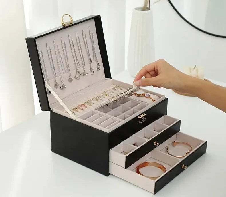 Jewellery Box | Multilayer Leather & Soft-Lined | 3 Levels