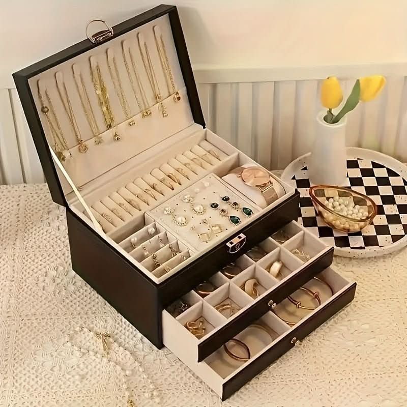 Jewelry Box Storage Organizer with Drawers Velvet Lining and Travel Case Design Gift Boxes