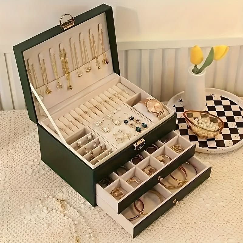 Jewelry Box Storage Organizer with Drawers Velvet Lining and Travel Case Design Gift Boxes