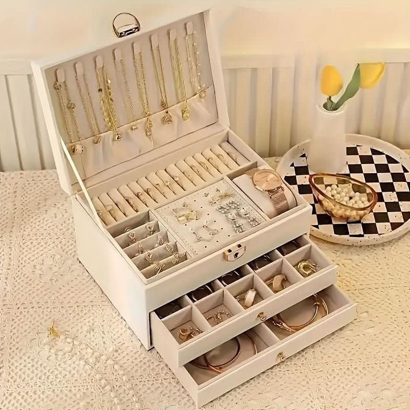 Jewelry Box Storage Organizer with Drawers Velvet Lining and Travel Case Design Gift Boxes