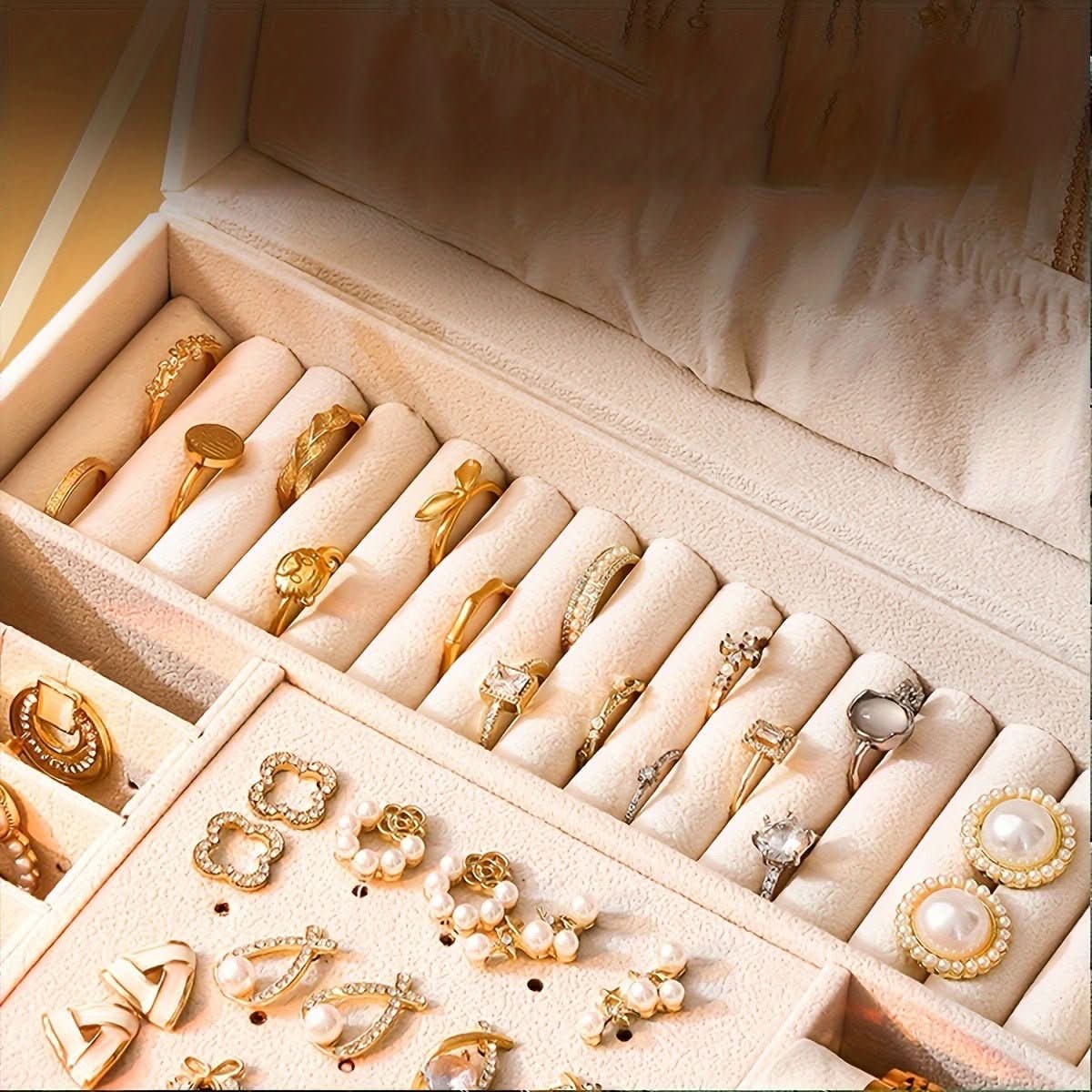 Jewelry Box Storage Organizer with Drawers Velvet Lining and Travel Case Design Gift Boxes