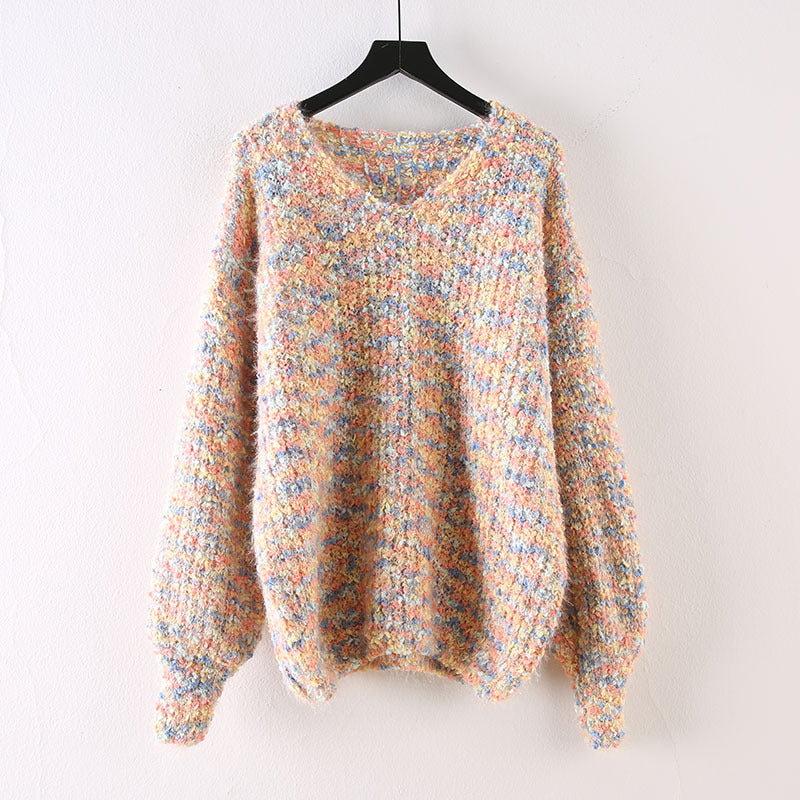 Jill - Women's Multicolor Textured Relaxed Knit Sweater