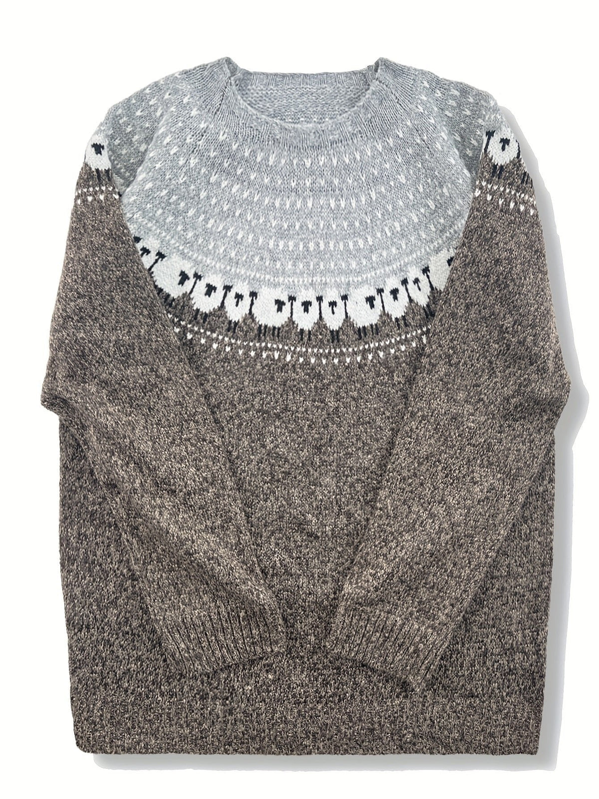 Madison | Women's Jacquard Knit Fair Isle Sweater Oversized Nordic Yoke