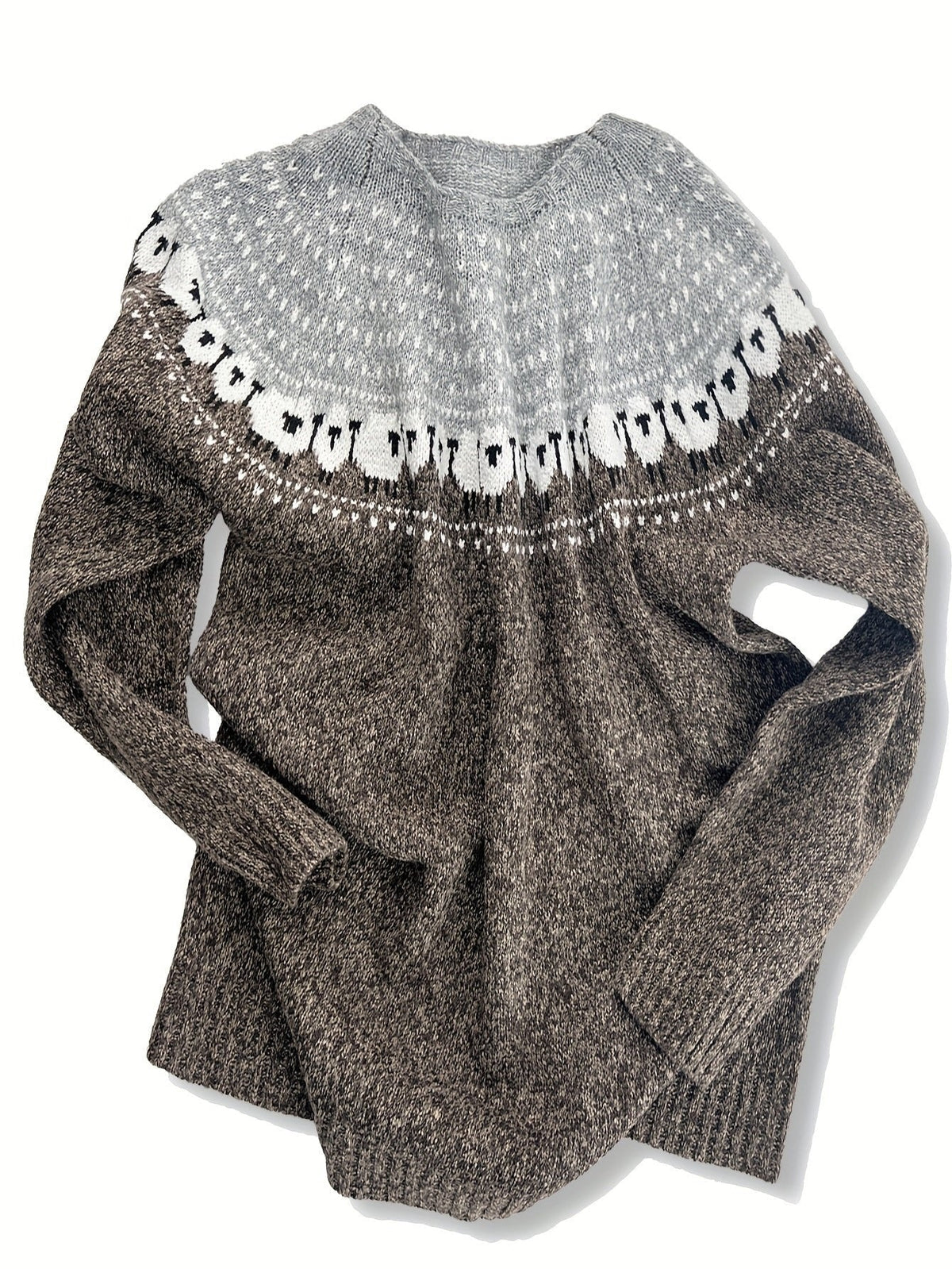 Madison | Women's Jacquard Knit Fair Isle Sweater Oversized Nordic Yoke