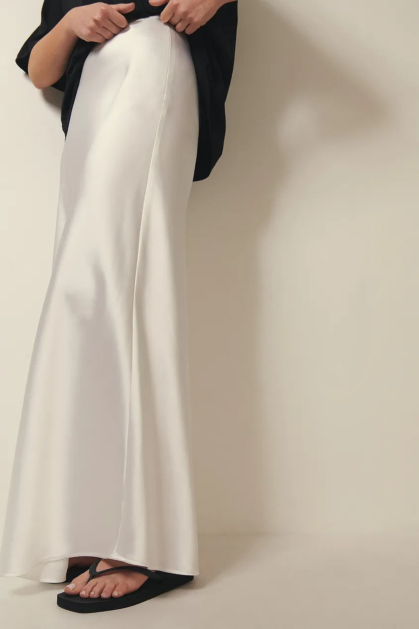 Women's Satin Midi Skirt | High Waisted A-Line Skirt