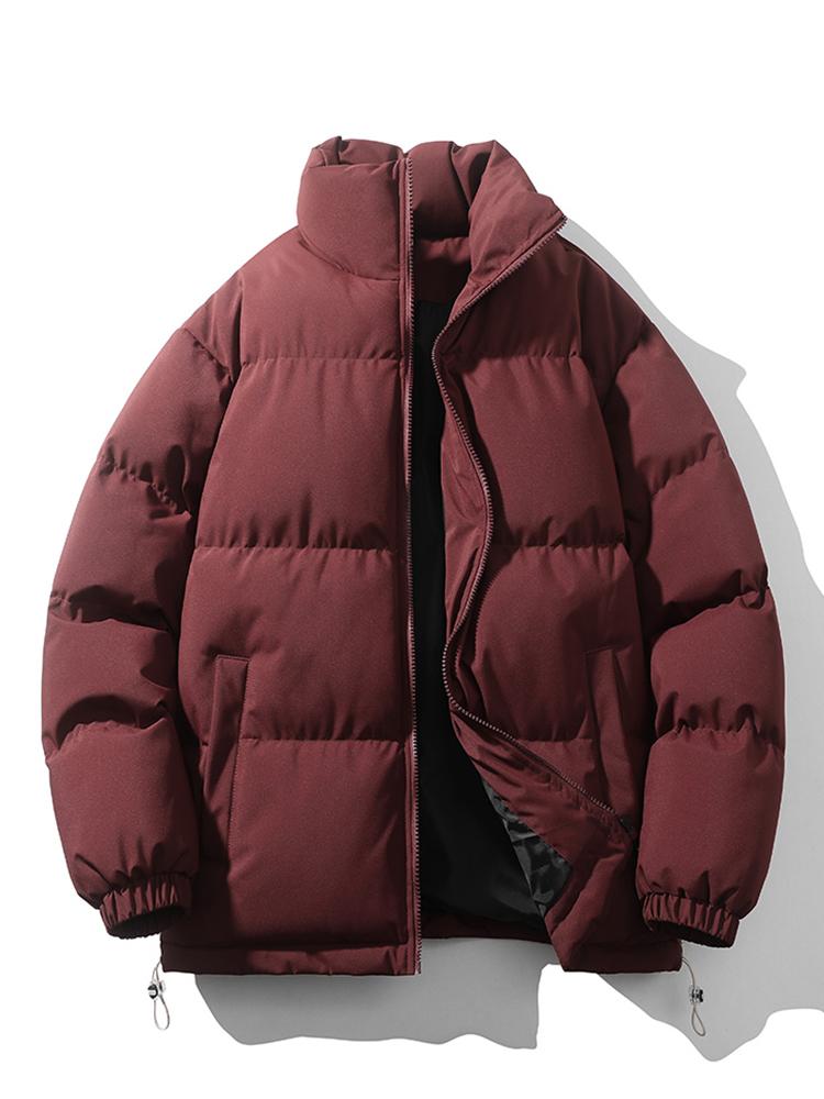 Men's Padded Puffer Jacket – Warm Quilted Winter Outerwear with High Funnel Neck and Zip Fastening