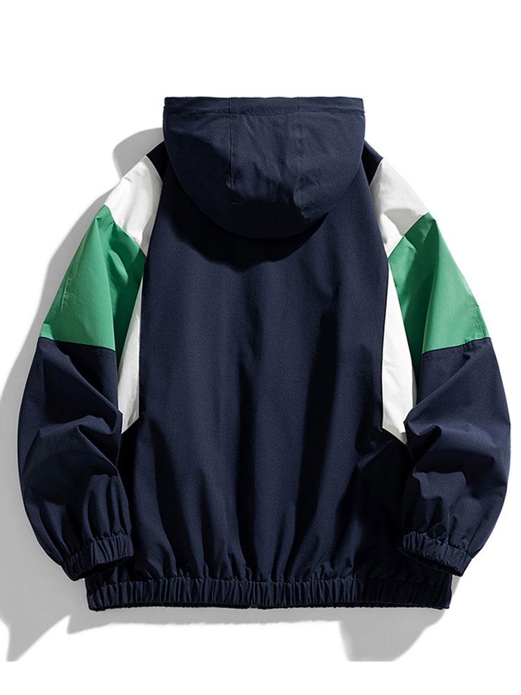 Men's Lightweight Hooded Windbreaker Jacket – Relaxed Fit Zip-Up Outerwear for Spring and Autumn