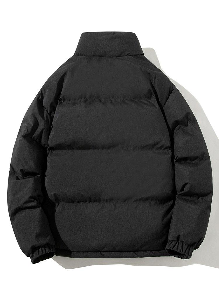 Men's Padded Puffer Jacket – Warm Winter Zip-Up Outerwear with High Stand Collar and Elasticated Cuffs