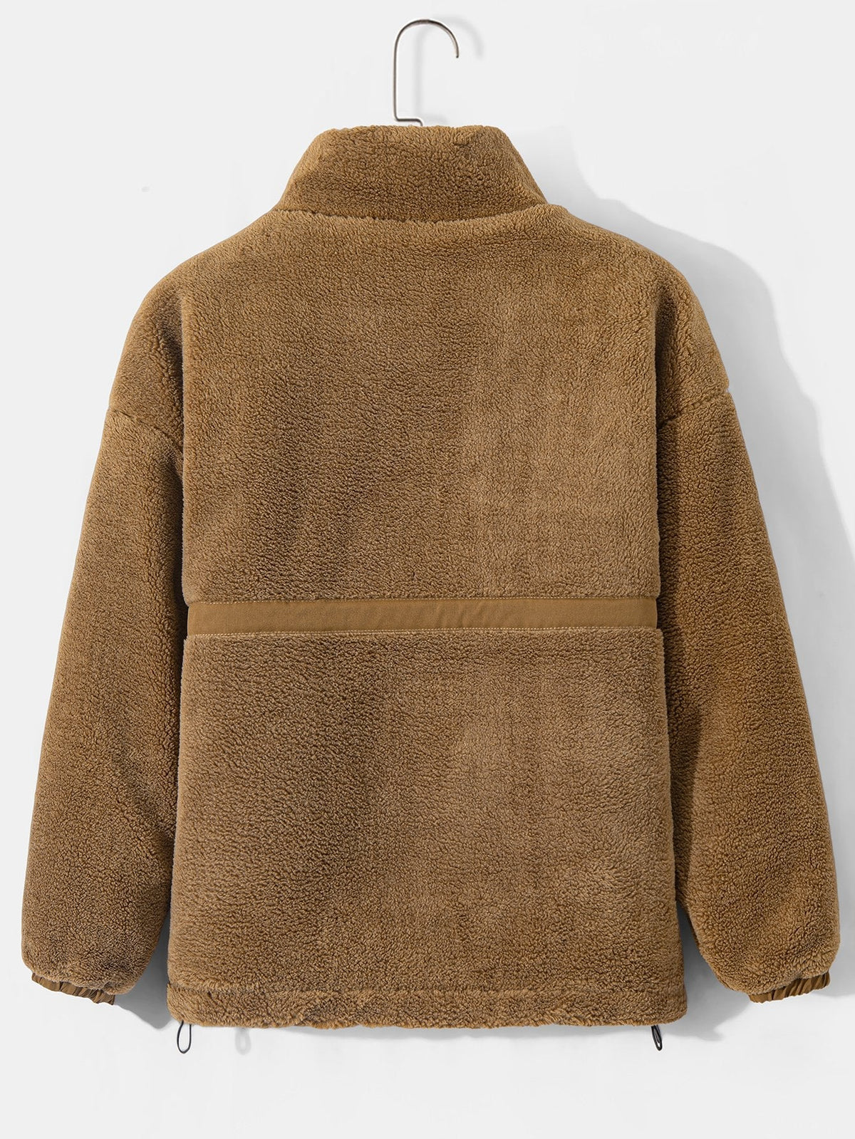 Men's Quilted-Lined Teddy Fleece Jacket – Warm Zip-Up Winter Outerwear with Stand Collar and Practical Side Pockets