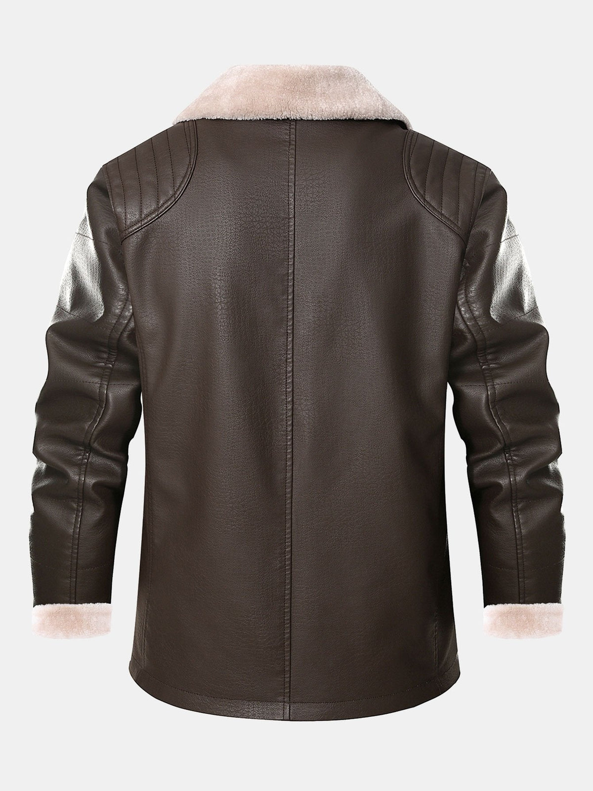 Men's Faux Leather Blazer with Faux Fur Lining – Warm Button-Up Winter Jacket with Shearling Lapels and Smart Casual Styling