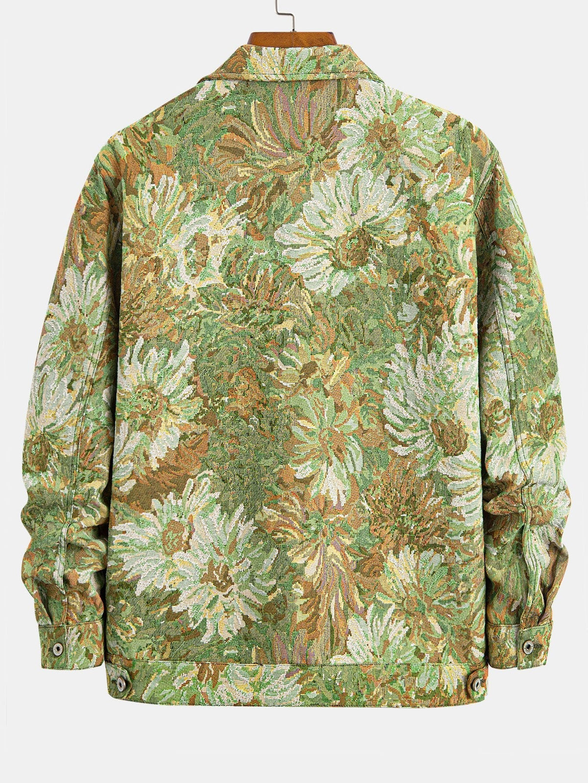Men's Painted Floral Print Jacket – Vintage Botanical Pattern Button-Up Casual Outerwear with Chest Pockets for Spring and Autumn