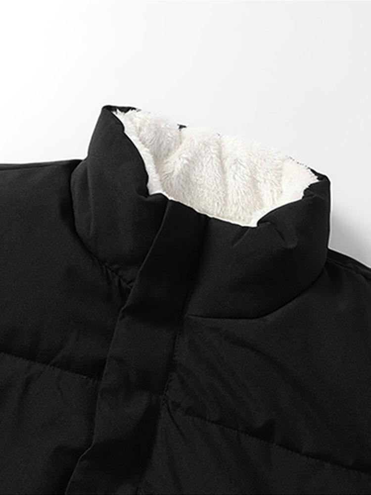 Men's Reversible Teddy Fleece Jacket – Colour Block Borg Outerwear with Quilted Lining and Stand Collar for Autumn and Winter