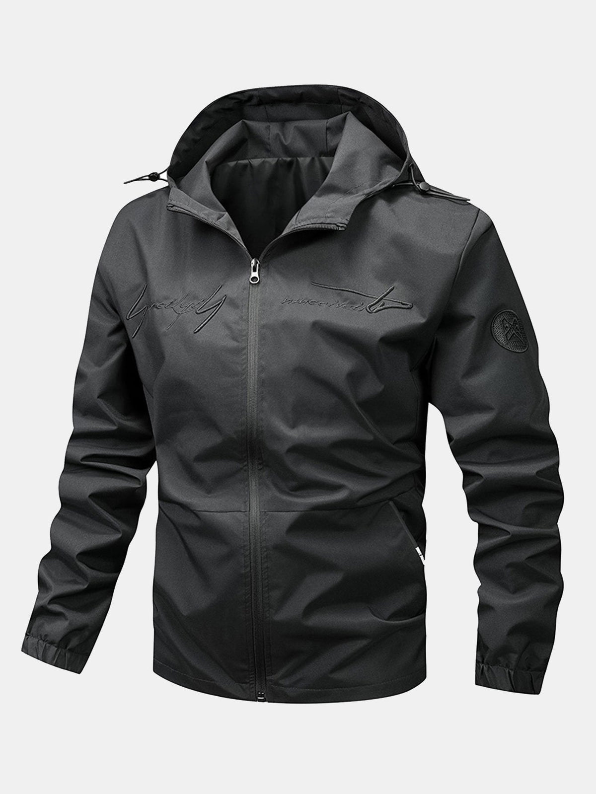 Men's Lightweight Hooded Zip-Up Jacket – Adjustable Hood and Elasticated Cuffs for Casual Outdoor Wear