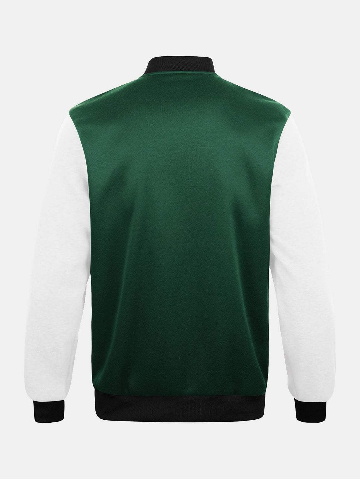 Men's Contrast Sleeve Varsity Baseball Jacket – Classic Snap-Button College Outerwear with Letter Graphics and Ribbed Trims for Casual Streetwear