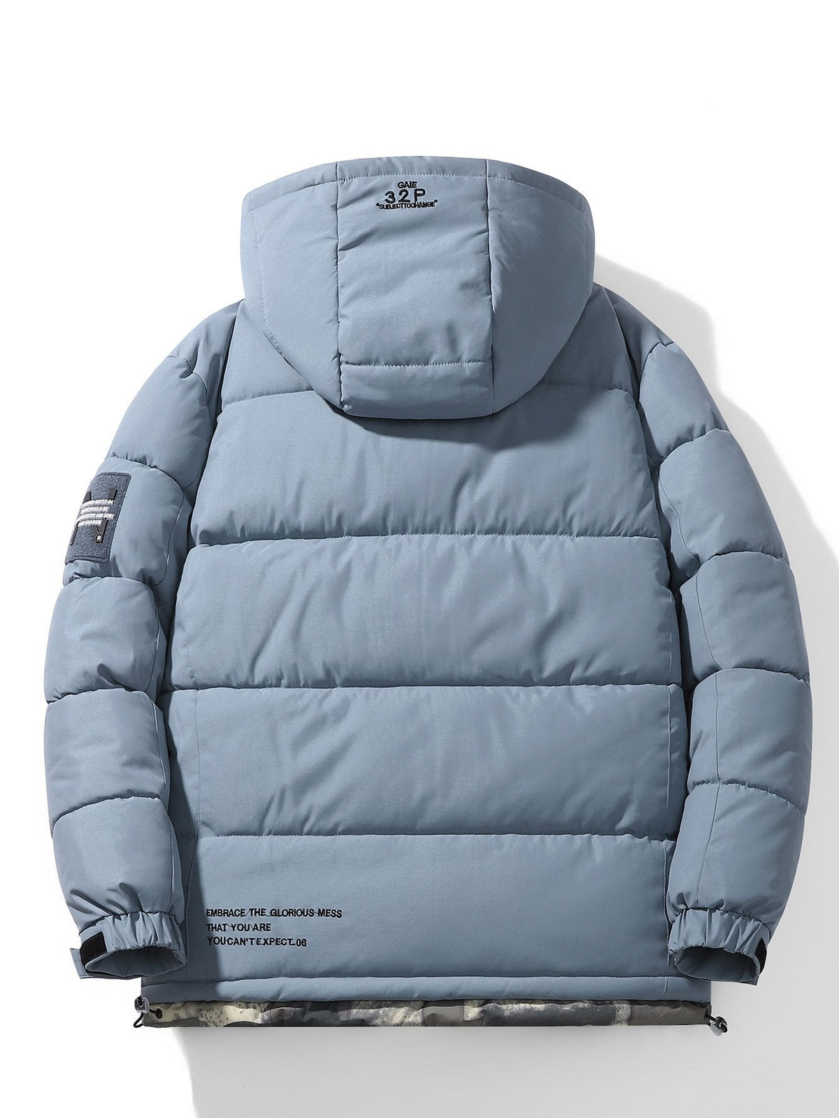 Men's Hooded Puffer Parka Jacket – Warm Padded Winter Coat with Camouflage Trim and Utility Pockets