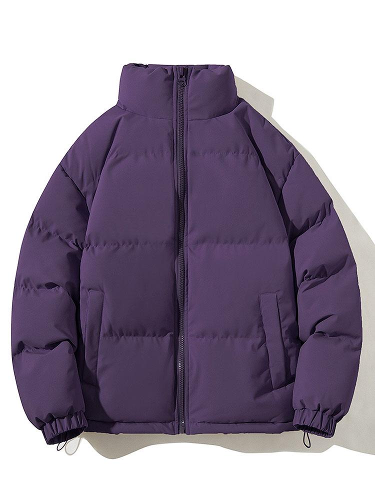 Men's Padded Puffer Jacket – Warm Winter Zip-Up Outerwear with High Stand Collar and Elasticated Cuffs