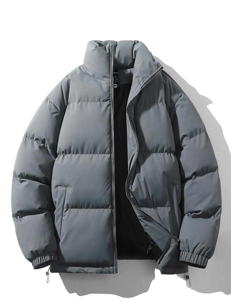 Men's Padded Puffer Jacket – Warm Quilted Winter Outerwear with High Funnel Neck and Zip Fastening