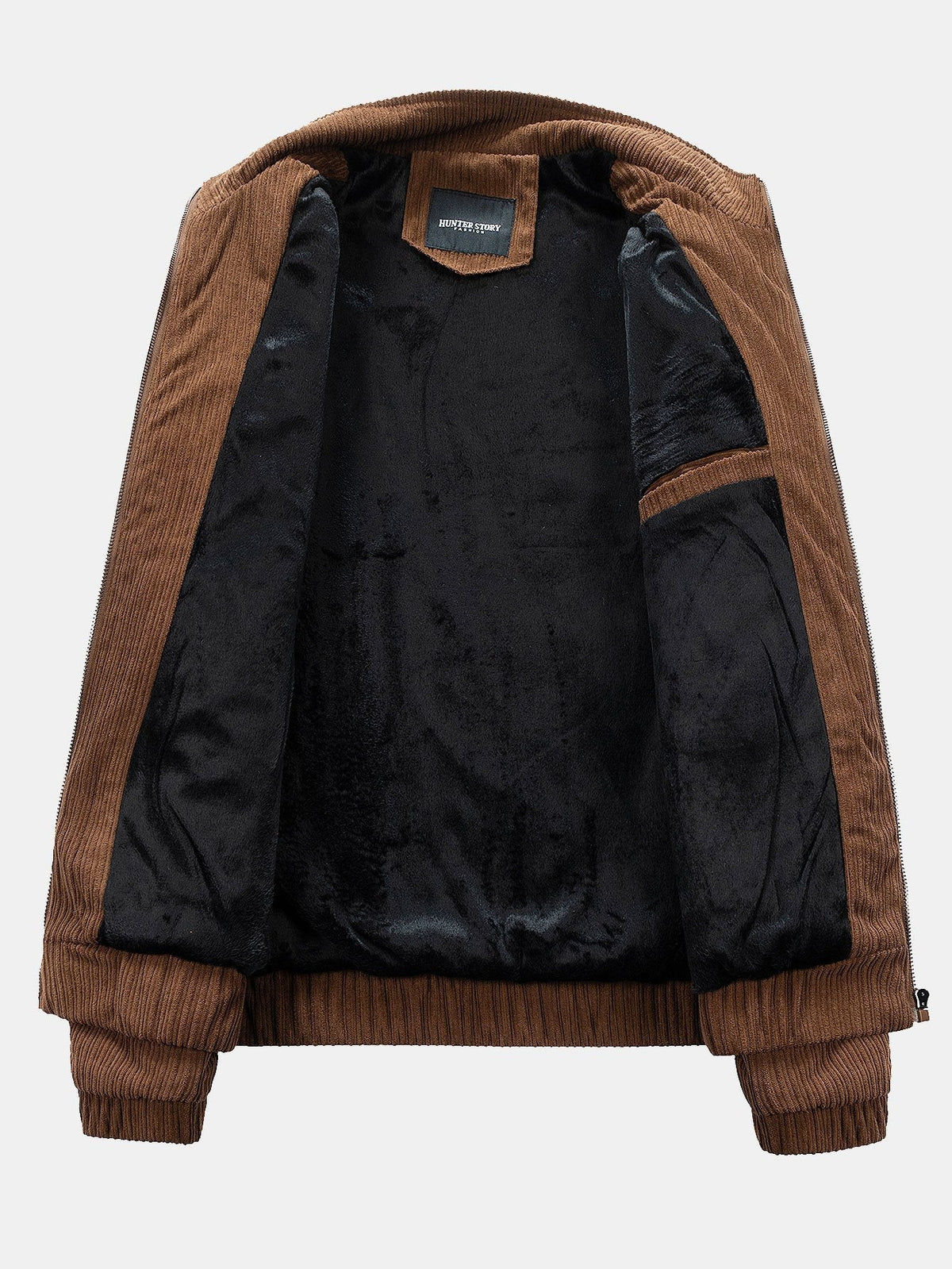 Men's Corduroy Funnel Neck Jacket – Textured Zip-Up Casual Outerwear with Utility Pockets for Autumn and Winter