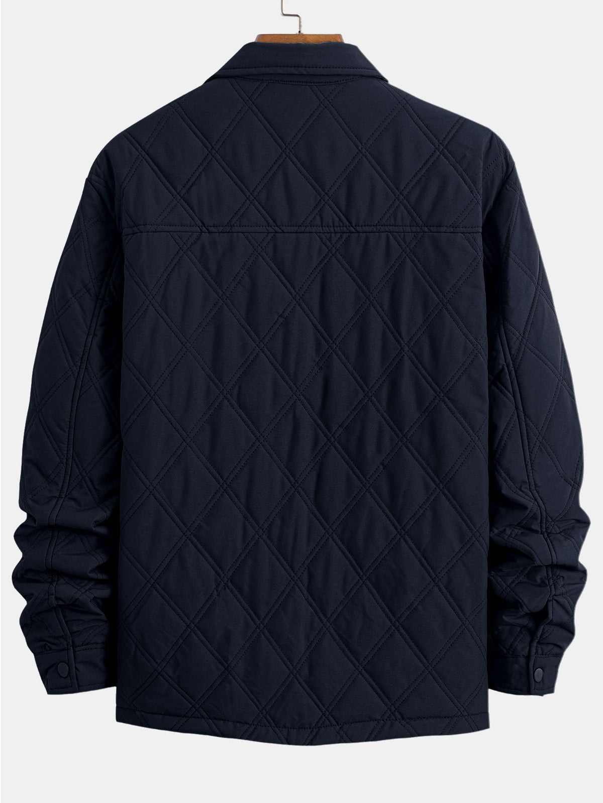 Men's Diamond Quilted Utility Overshirt Jacket – Lightweight Padded Button-Up Outerwear with Chest Pockets for Autumn and Spring