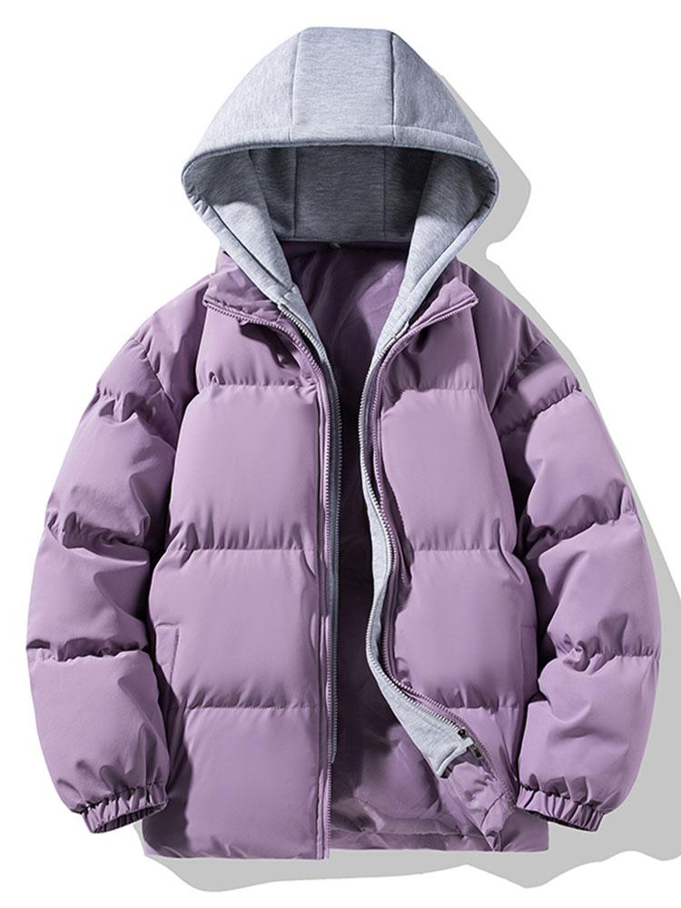 Men's Padded Puffer Jacket with Detachable Hood – Warm Zip-Up Winter Outerwear for Everyday Wear