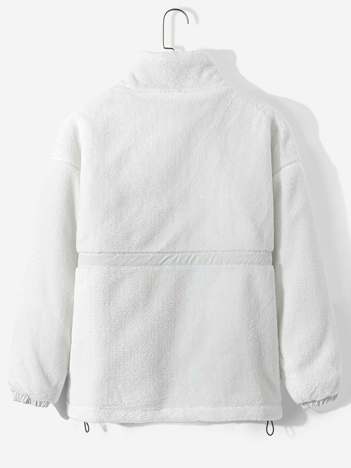 Men's Quilted-Lined Teddy Fleece Jacket – Warm Zip-Up Winter Outerwear with Stand Collar and Practical Side Pockets