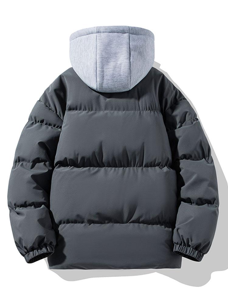 Men's Padded Puffer Jacket with Detachable Hood – Warm Zip-Up Winter Outerwear for Everyday Wear