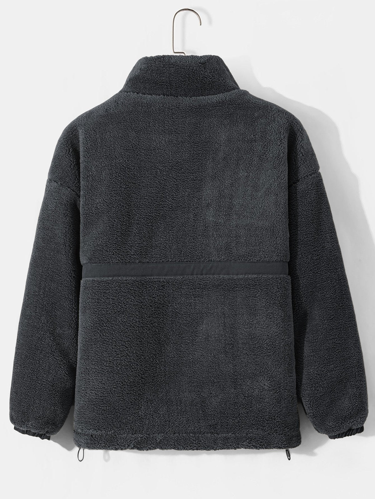 Men's Quilted-Lined Teddy Fleece Jacket – Warm Zip-Up Winter Outerwear with Stand Collar and Practical Side Pockets
