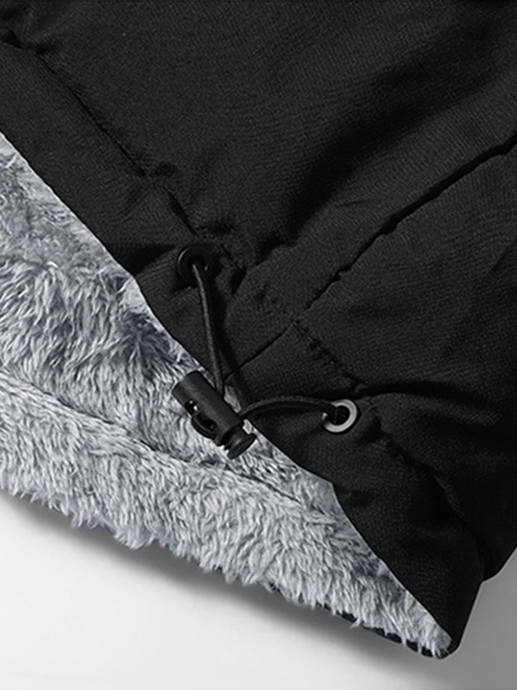 Men's Reversible Teddy Fleece Jacket – Colour Block Borg Outerwear with Quilted Lining and Stand Collar for Autumn and Winter