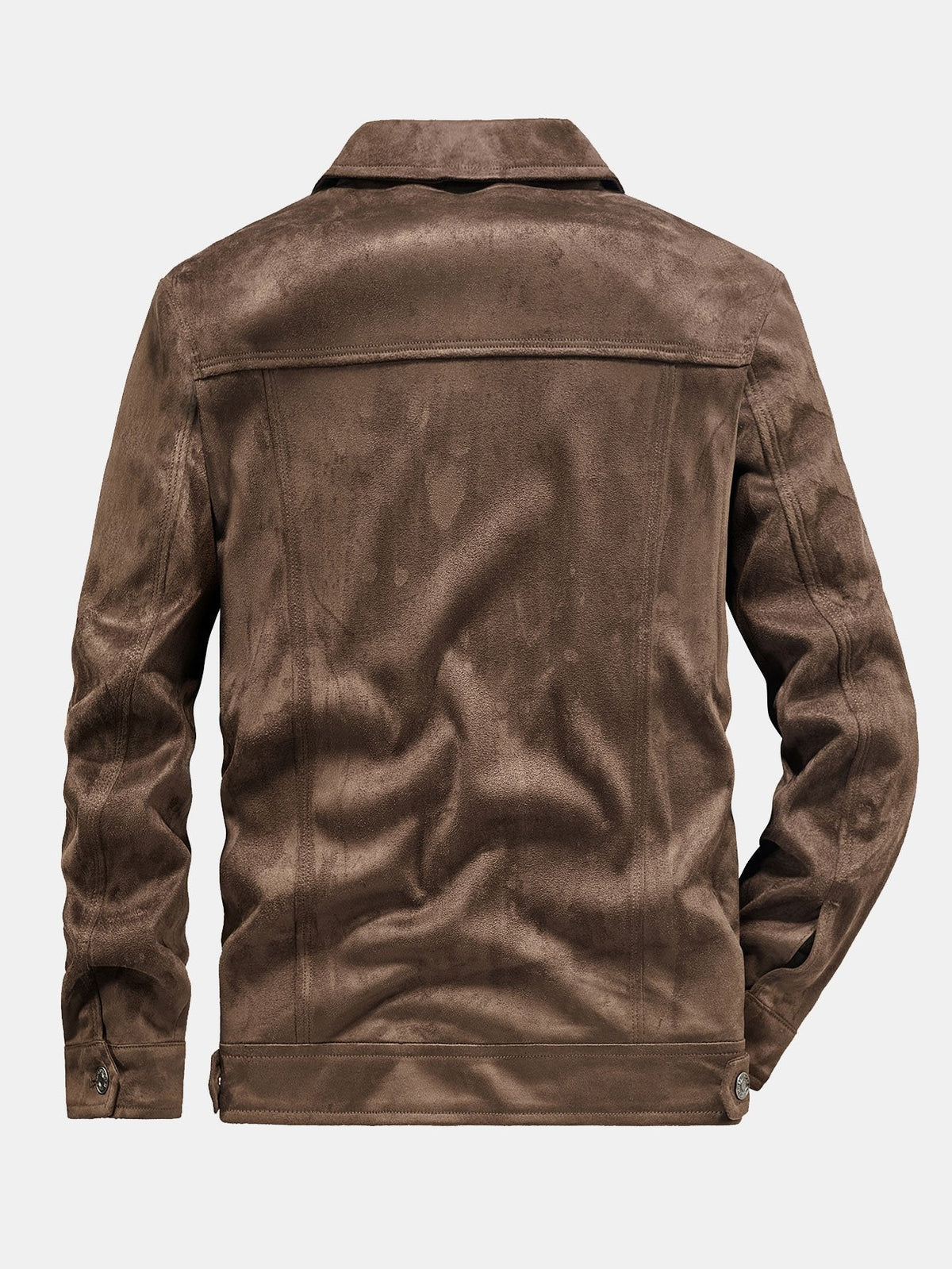 Men's Vintage Faux Suede Jacket with Button Front – Smart Casual Outerwear for Autumn and Spring