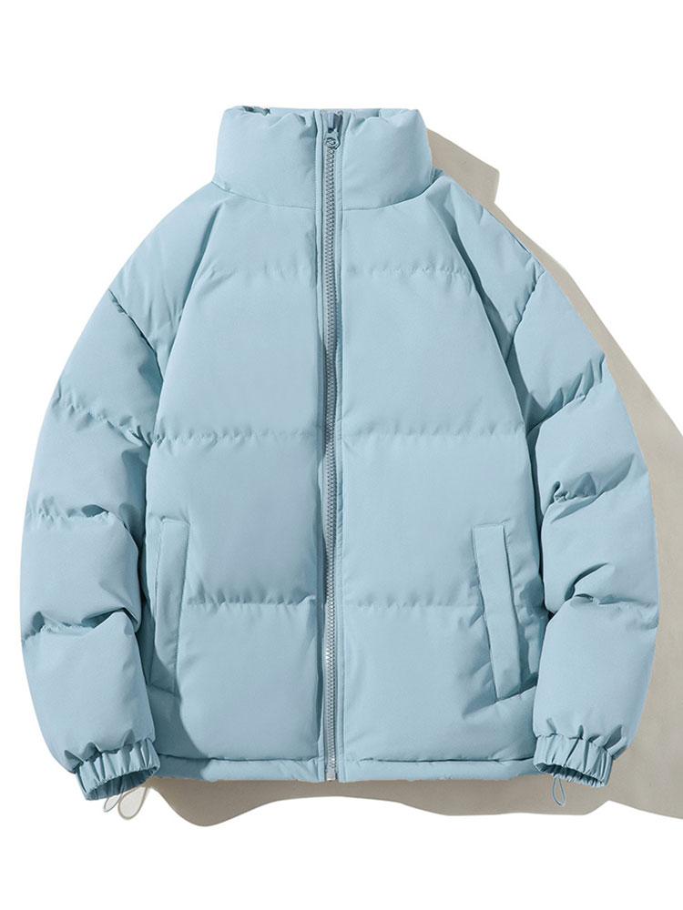 Men's Padded Puffer Jacket – Warm Winter Zip-Up Outerwear with High Stand Collar and Elasticated Cuffs