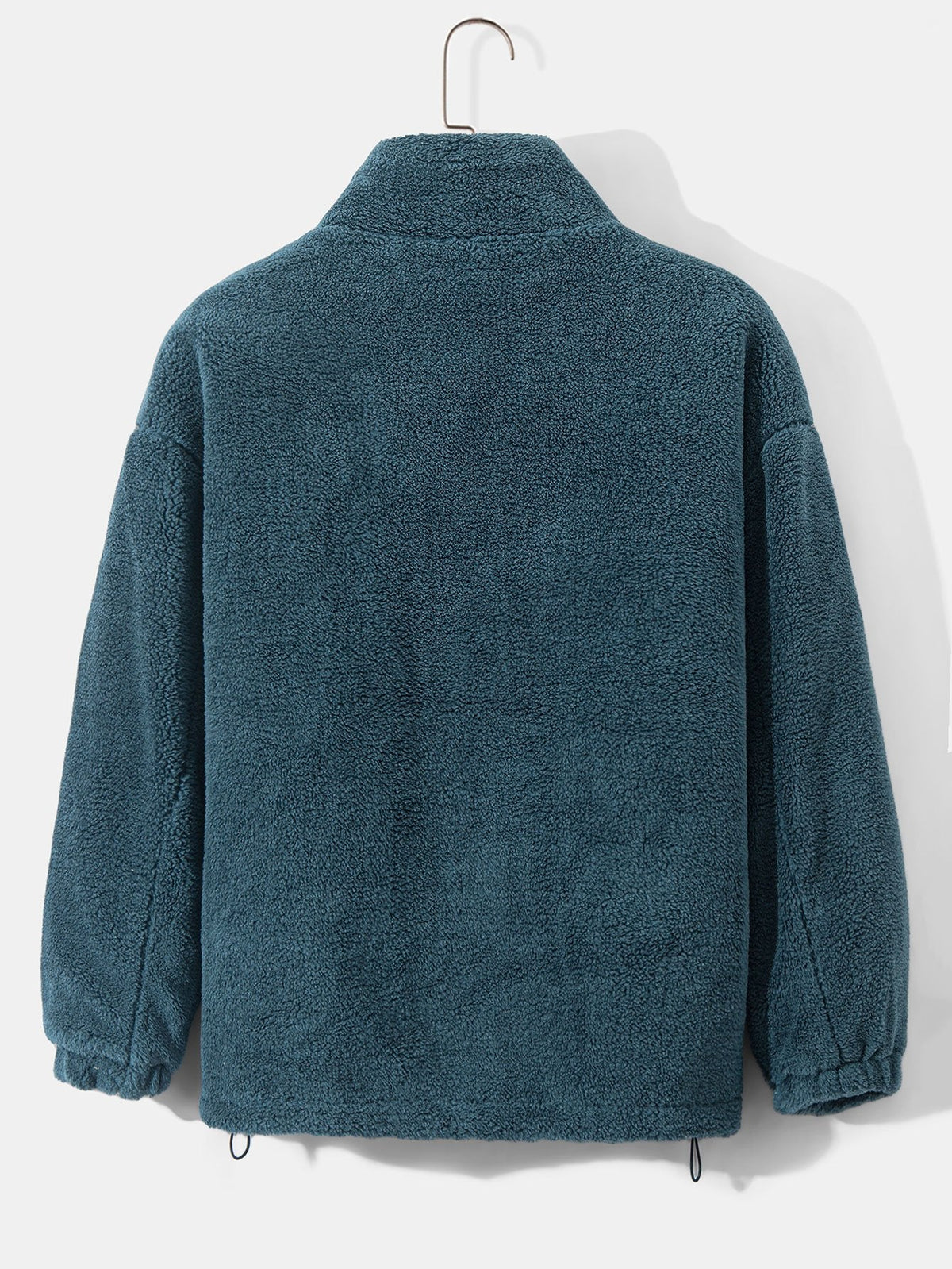 Men's Quilted-Lined Teddy Fleece Jacket – Warm Zip-Up Winter Outerwear with Soft Borg Texture and Stand Collar