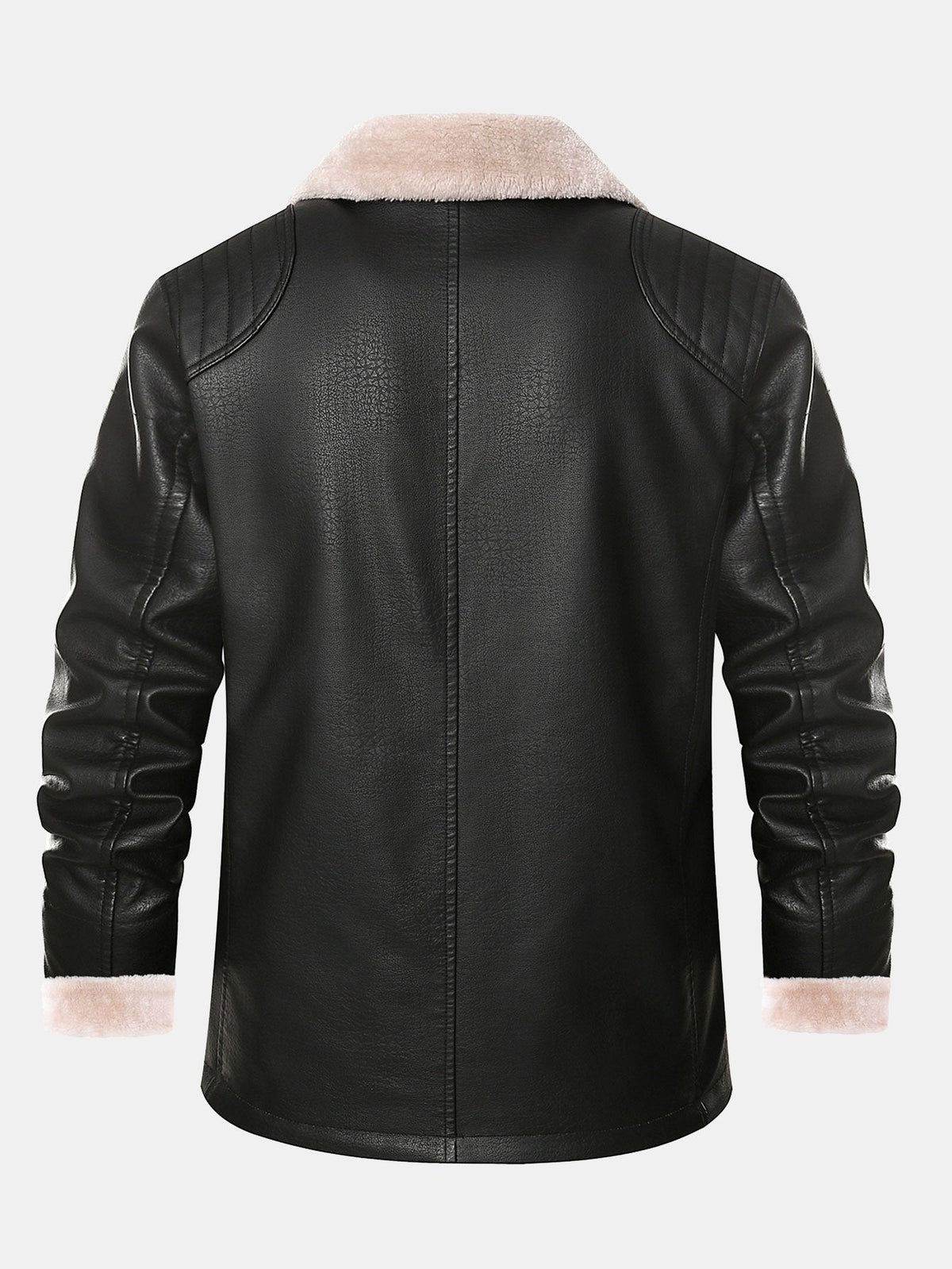 Men's Faux Leather Blazer with Faux Fur Lining – Warm Button-Up Winter Jacket with Shearling Lapels and Smart Casual Styling