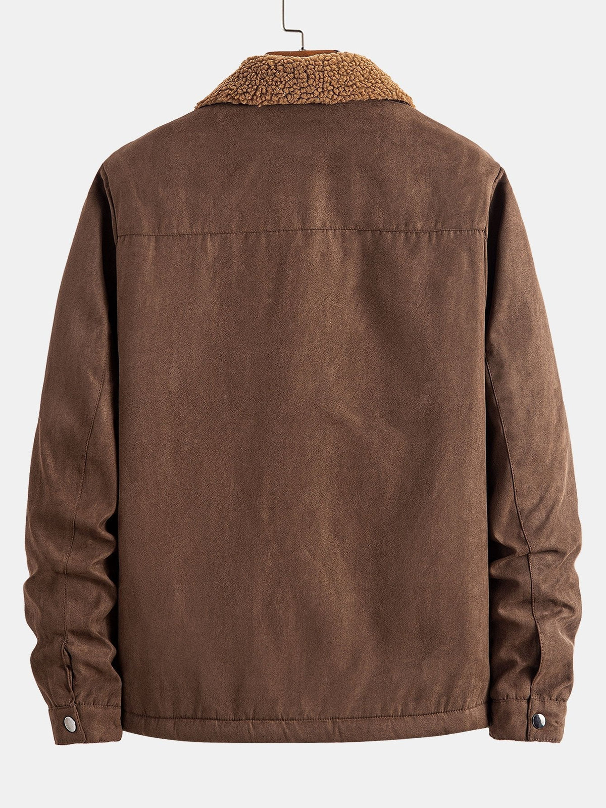 Men's Teddy-Lined Faux Suede Jacket – Warm Zip-Up Winter Outerwear with Borg Collar and Utility Pockets